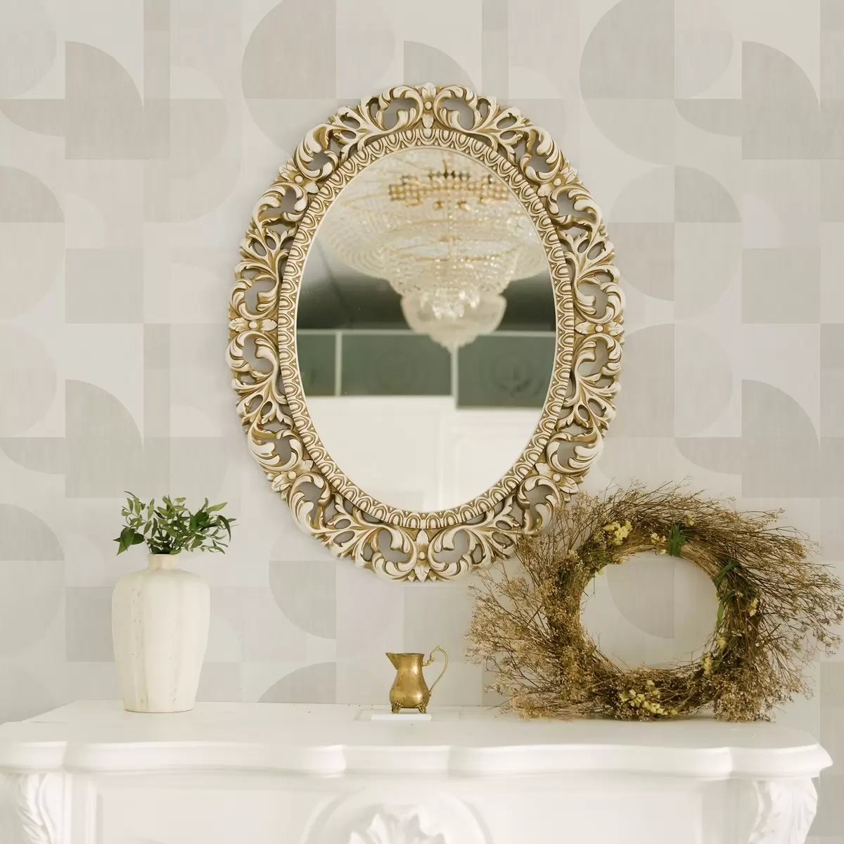 Позадина Минималистичка геометрија у светло крем палети a00189