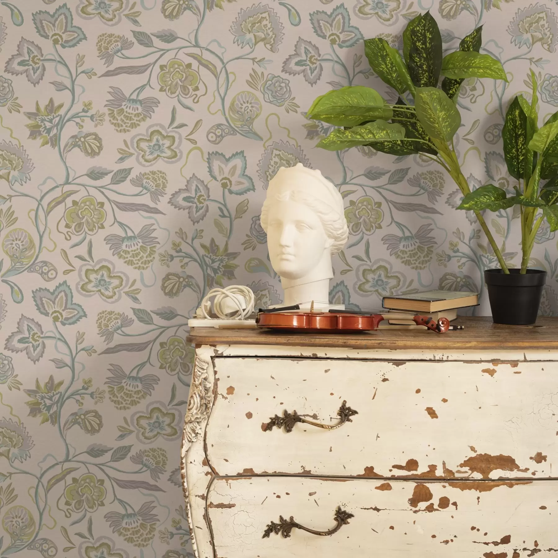 wall murals Украсно цвеће у пастелним бојама, винтаге стил a00222