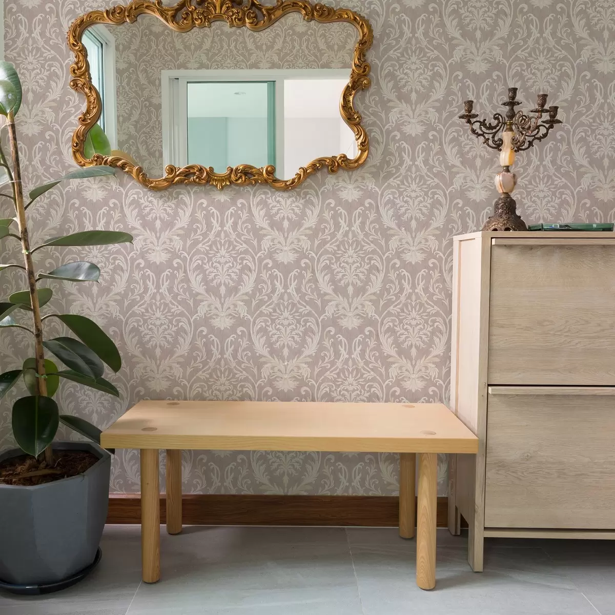 Позадина Класични дамаск на ружичастој позадини, барокни узорак a00227