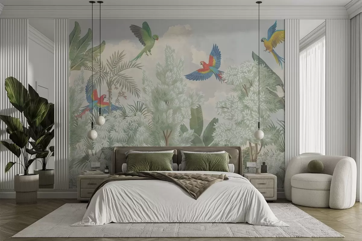 wall murals Папагаји у џунгли w04105