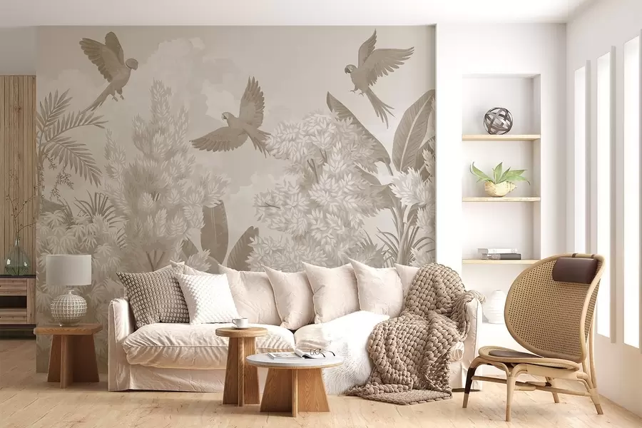 wall murals Папагаји у џунгли w04105v1