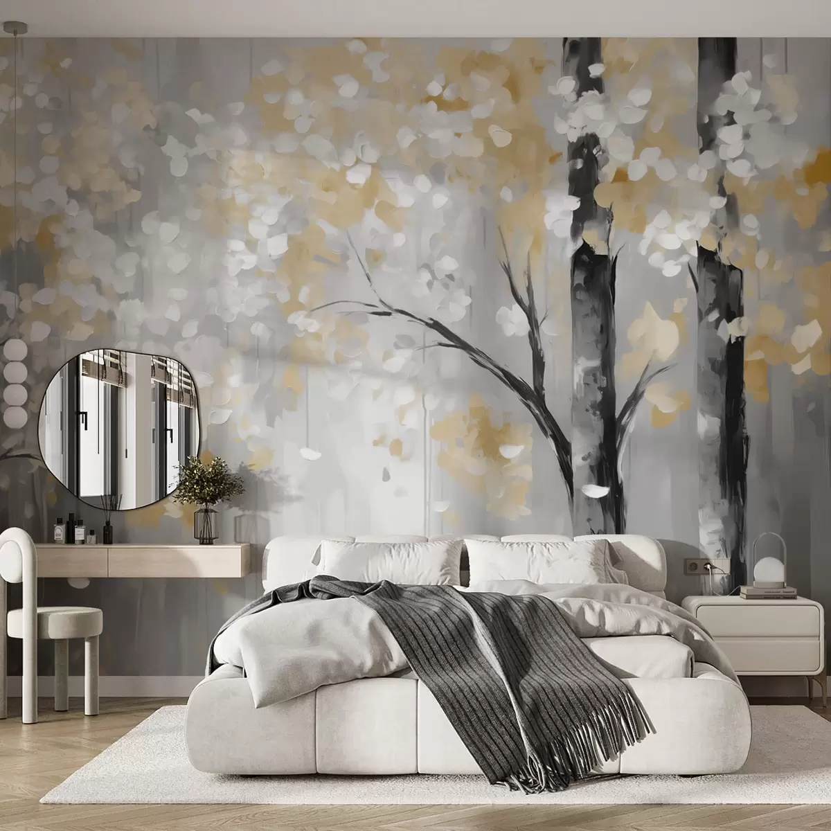wall murals Апстрактно дрвеће са имитацијом потеза w04017