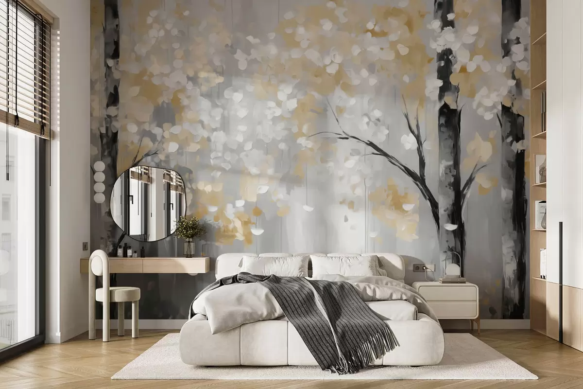 wall murals Апстрактно дрвеће са имитацијом потеза w04017