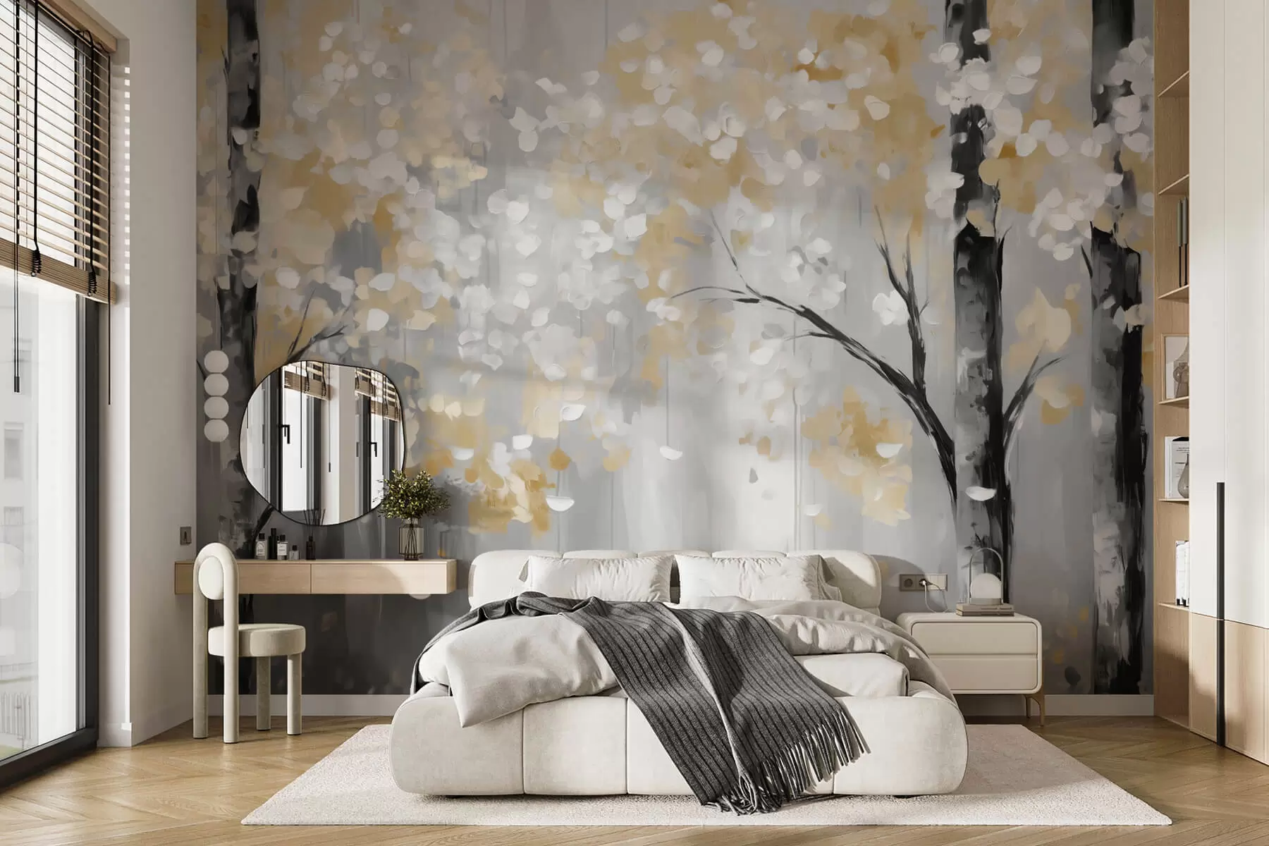 wall murals Апстрактно дрвеће са имитацијом потеза w04017