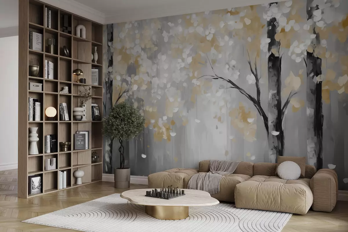 wall murals Апстрактно дрвеће са имитацијом потеза w04017