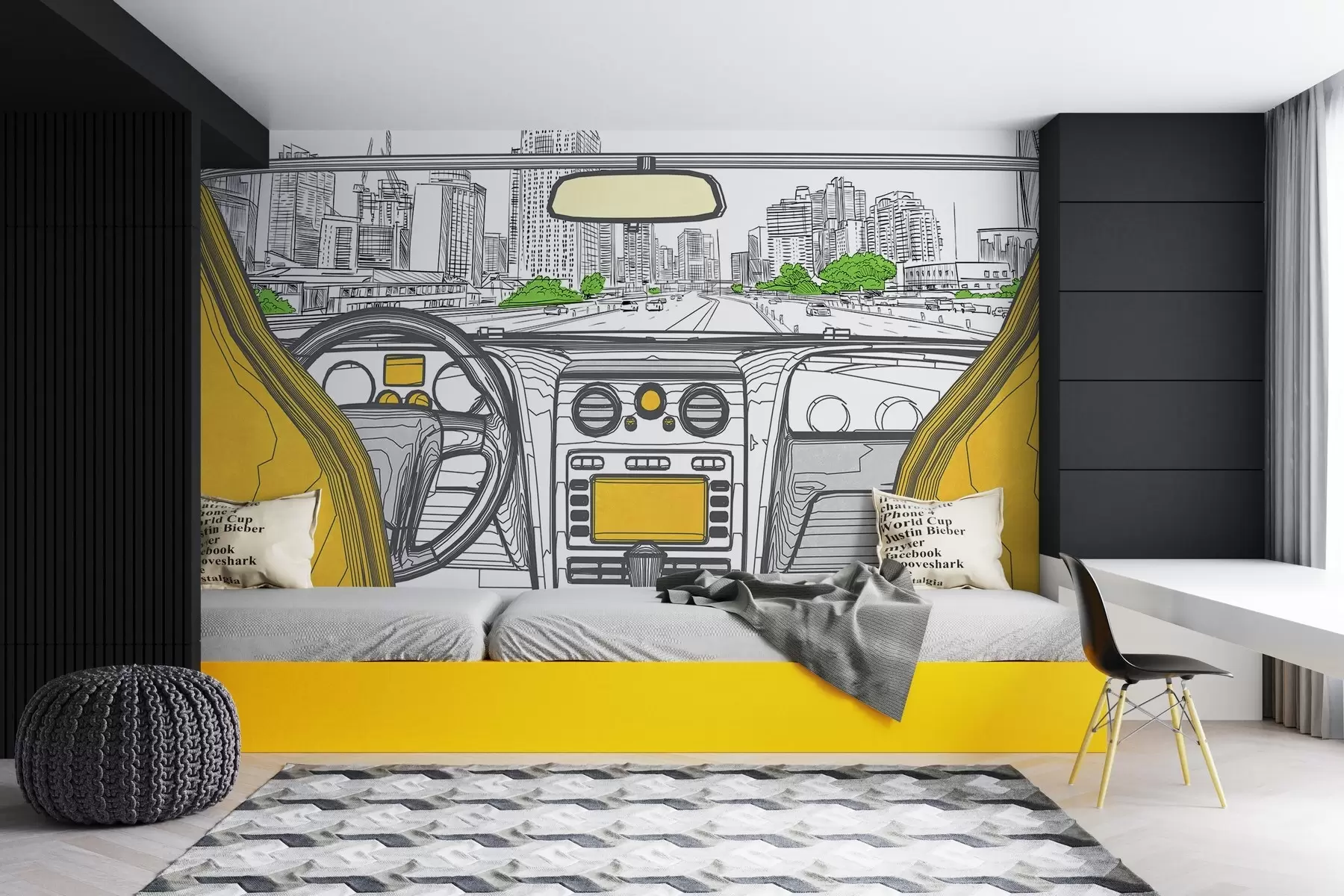 wall murals Контурни поглед из аутомобила w04109