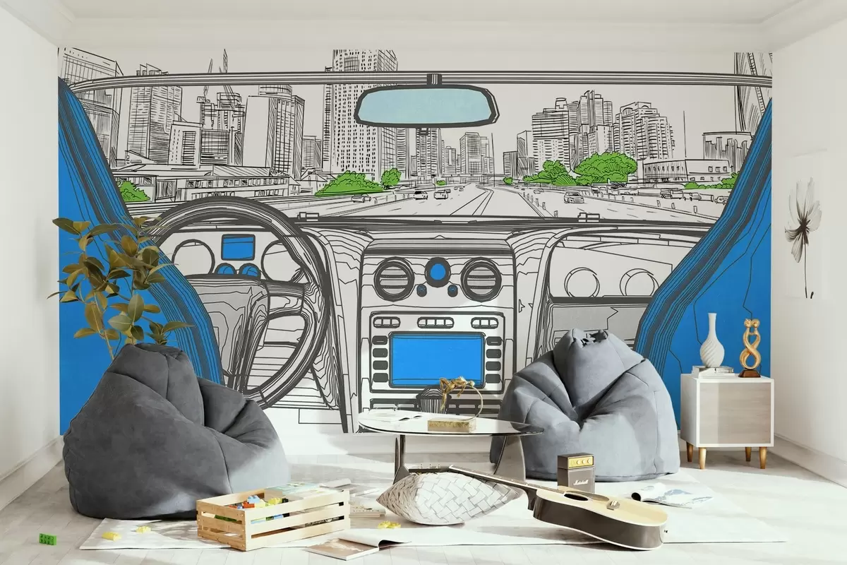 wall murals Контурни поглед из аутомобила w04109v1