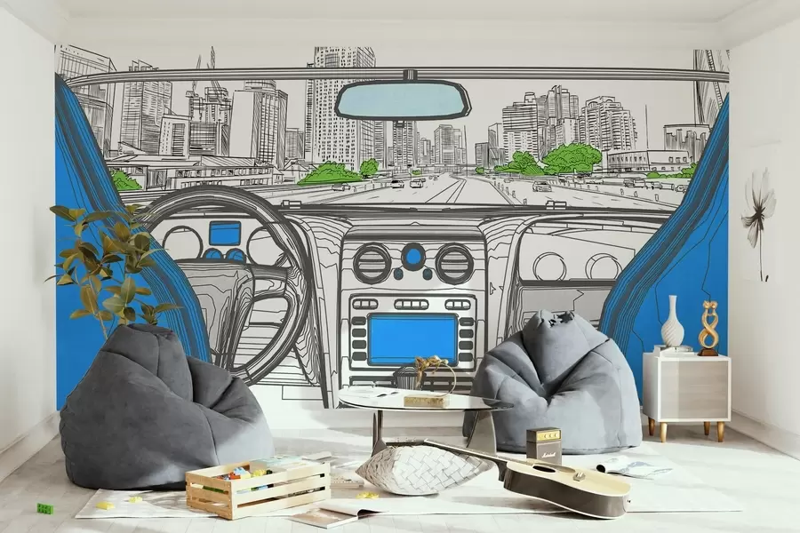 wall murals Контурни поглед из аутомобила w04109v1