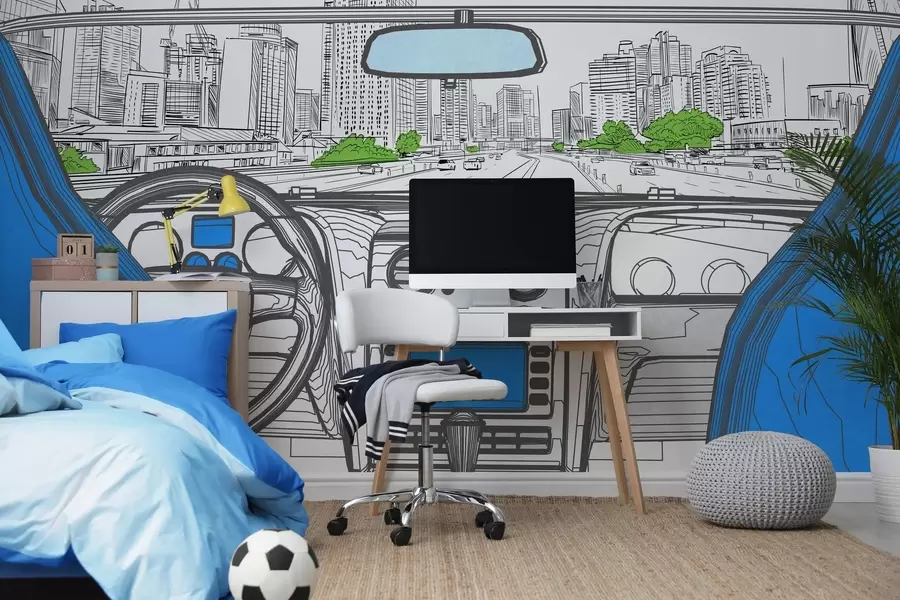 wall murals Контурни поглед из аутомобила w04109v1