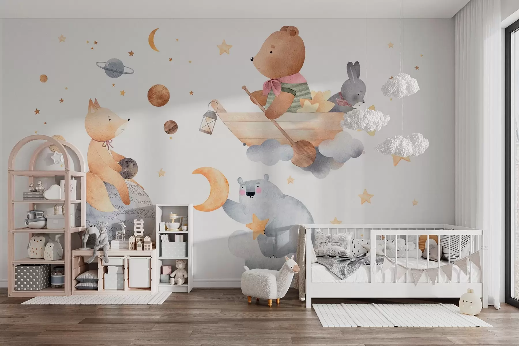 wall murals Бајковите животиње међу облацима и звездама w04123