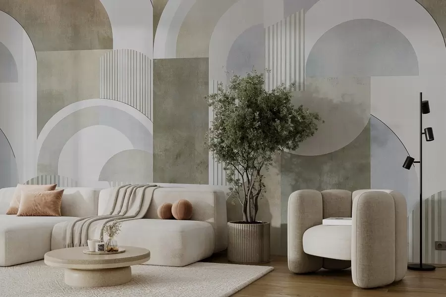 wall murals Апстрактна геометрија у арт деко стилу са ретро ефектом w04079