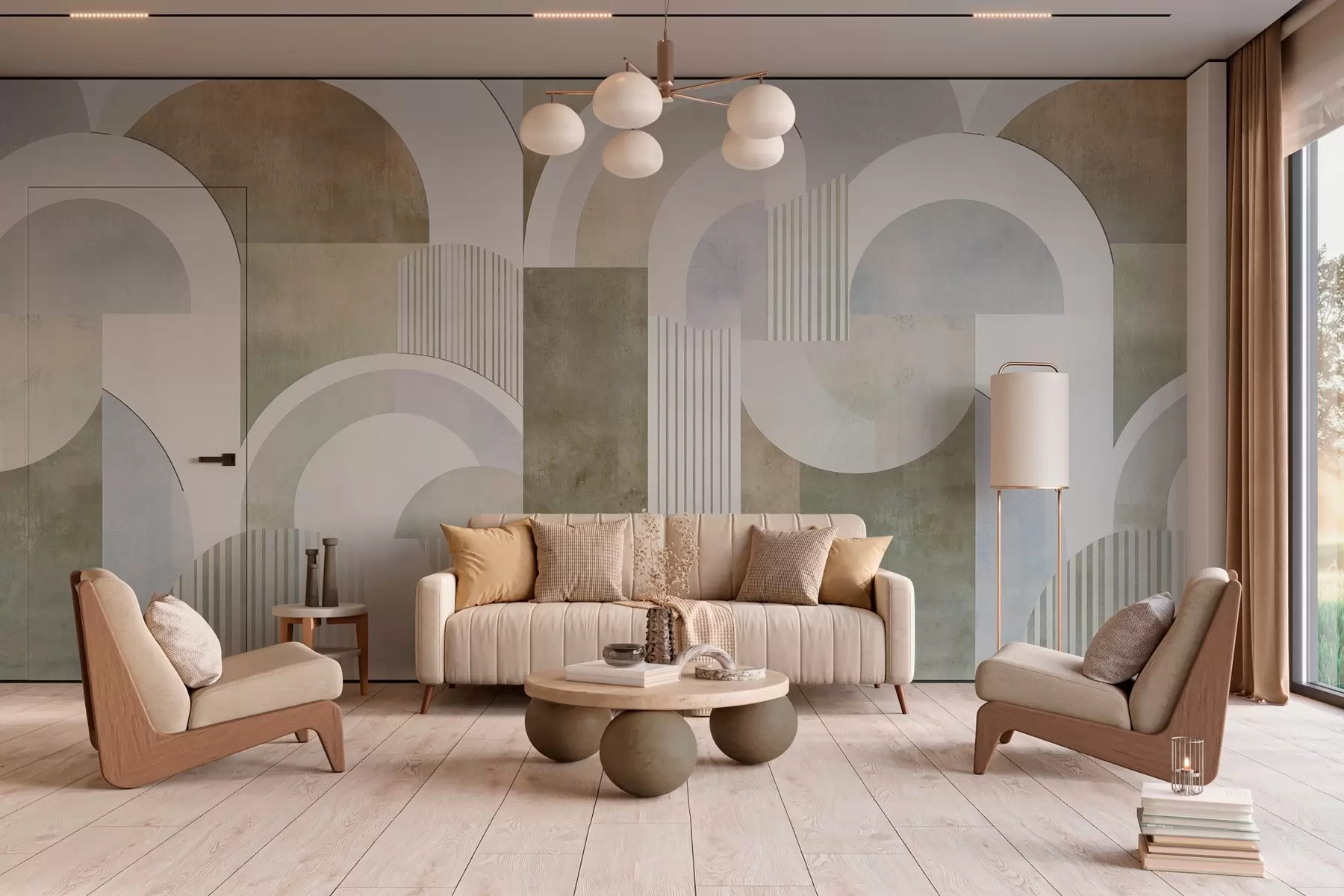 wall murals Апстрактна геометрија у арт деко стилу са ретро ефектом w04079