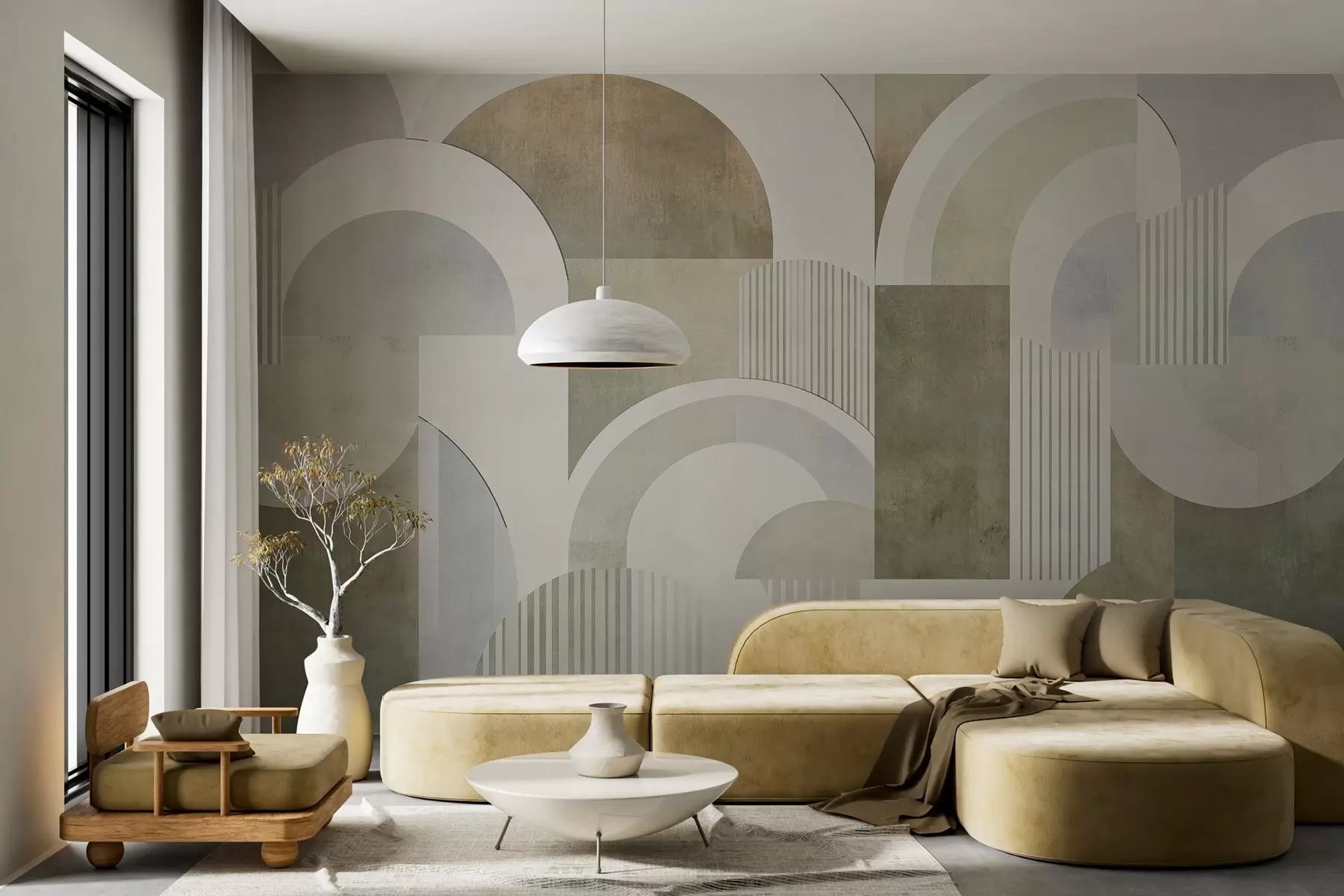wall murals Апстрактна геометрија у арт деко стилу са ретро ефектом w04079