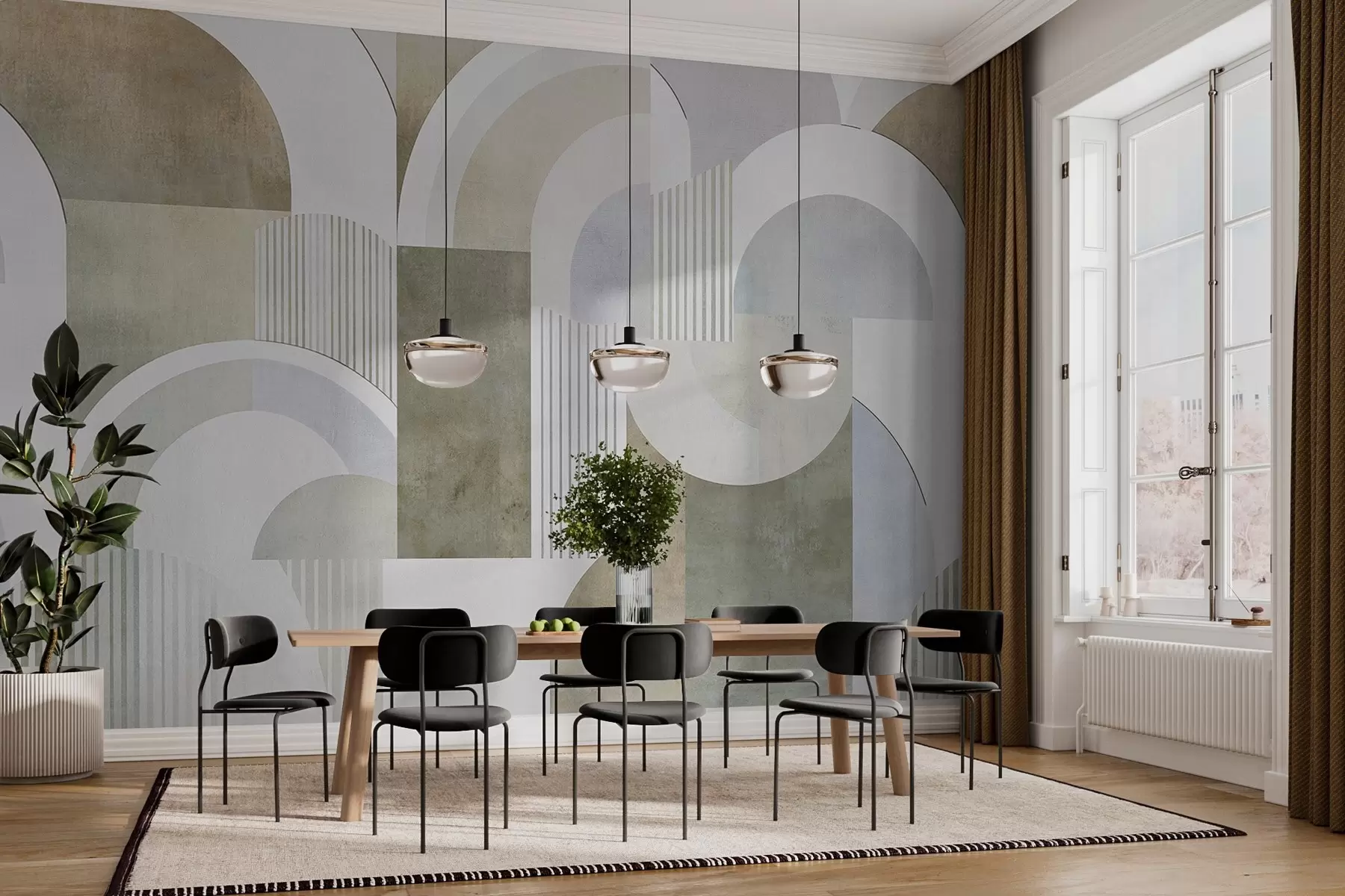 wall murals Апстрактна геометрија у арт деко стилу са ретро ефектом w04079