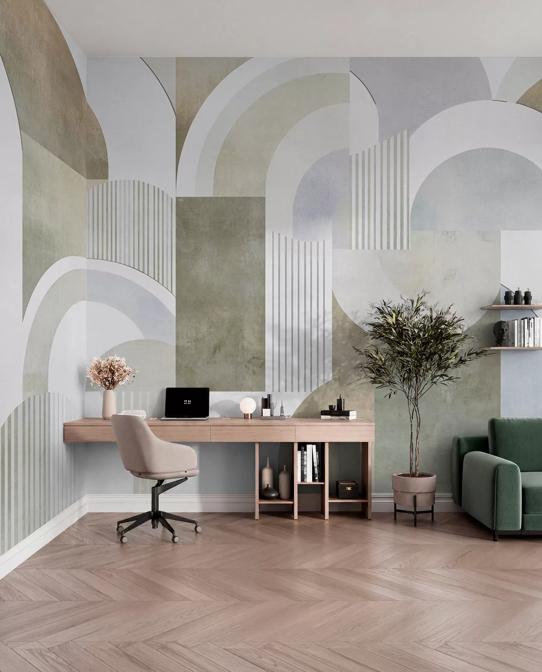 wall murals Апстрактна геометрија у арт деко стилу са ретро ефектом w04079