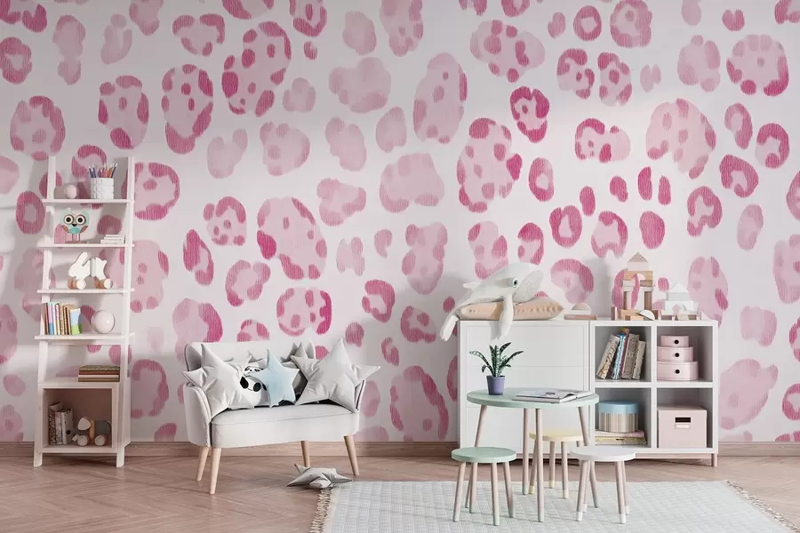 wall murals Леопард принт, текстура вуне, ружичаста боја w04112v2