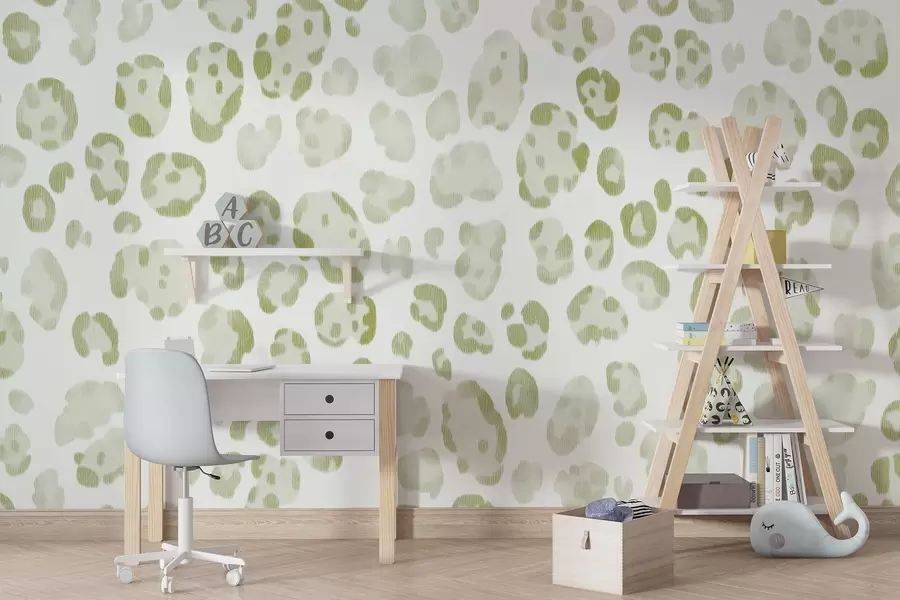 wall murals Леопард принт, текстура вуне, зелена боја w04112v3