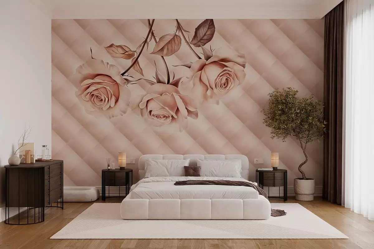 wall murals пудерасте руже у ретро стилу w04141