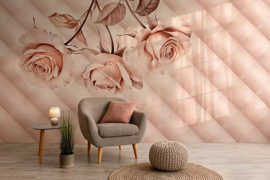 wall murals пудерасте руже у ретро стилу w04141