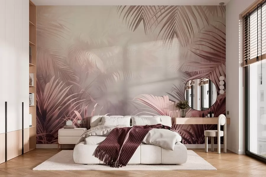 wall murals тропска џунгла са ружичастом нијансом w04142
