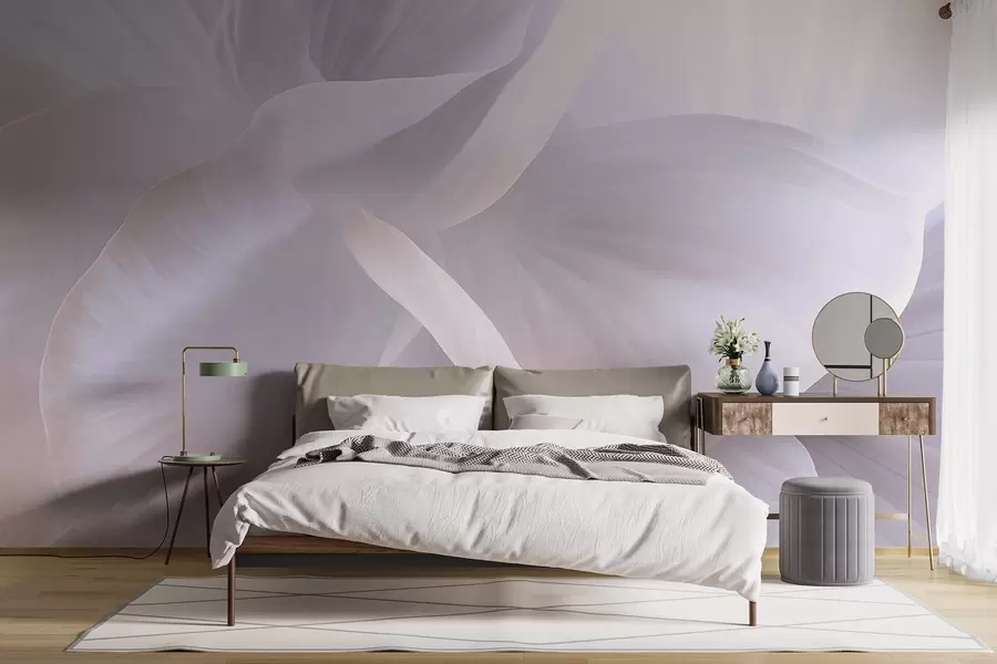 wall murals Апстрактни текстурирани цвет са нежним латицама, меко осветљење, елегантна композиција, минималистичка естетика w09211