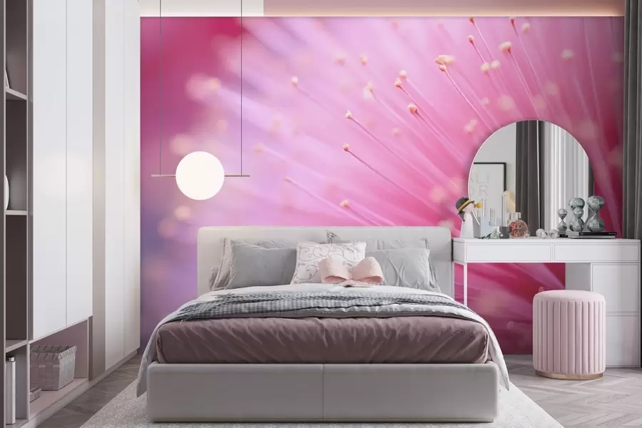 wall murals Ружичасти цветни прашници у макроу, деликатна апстракција w04154