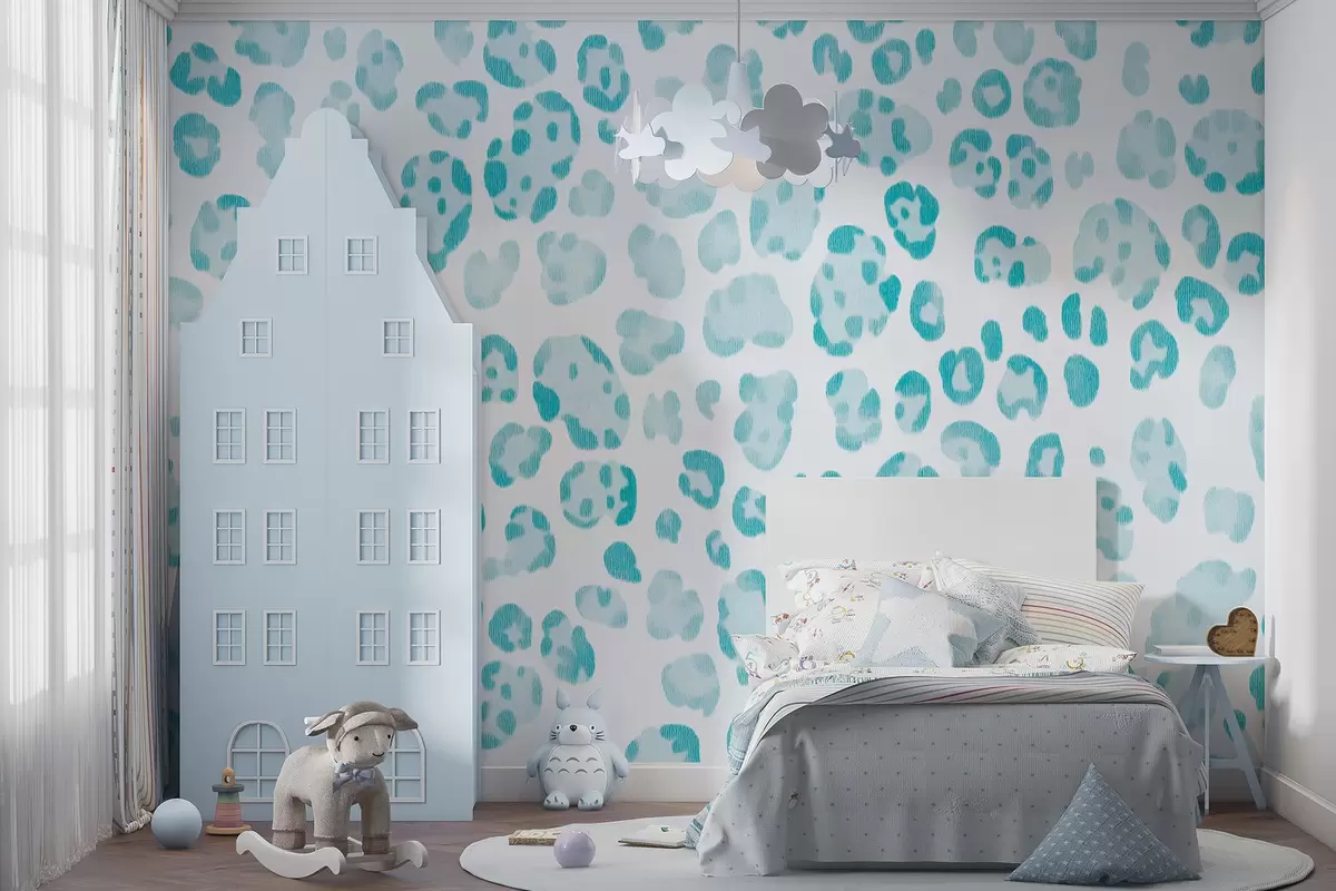 wall murals Леопард принт, текстура вуне, плава боја w04112