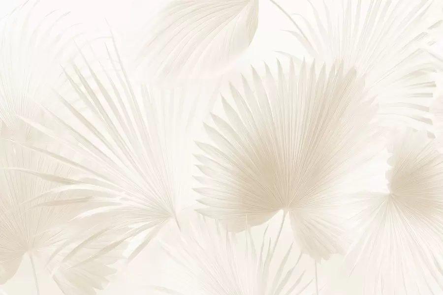 wall murals Мекане лепезе од тропског лишћа на светлој позадини w09084v1