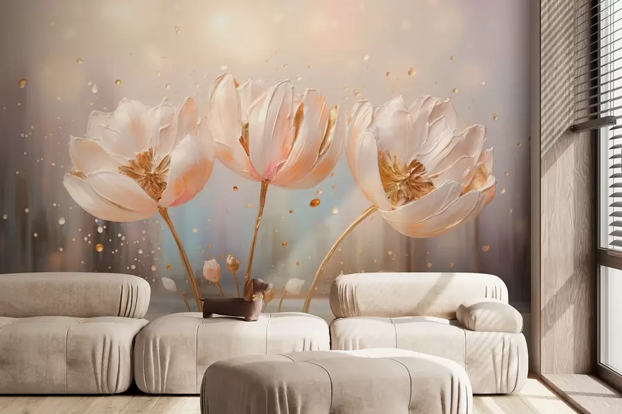 wall murals Нежно волуминозно цвеће при изласку сунца w09148