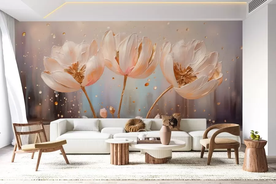 wall murals Нежно волуминозно цвеће при изласку сунца w09148