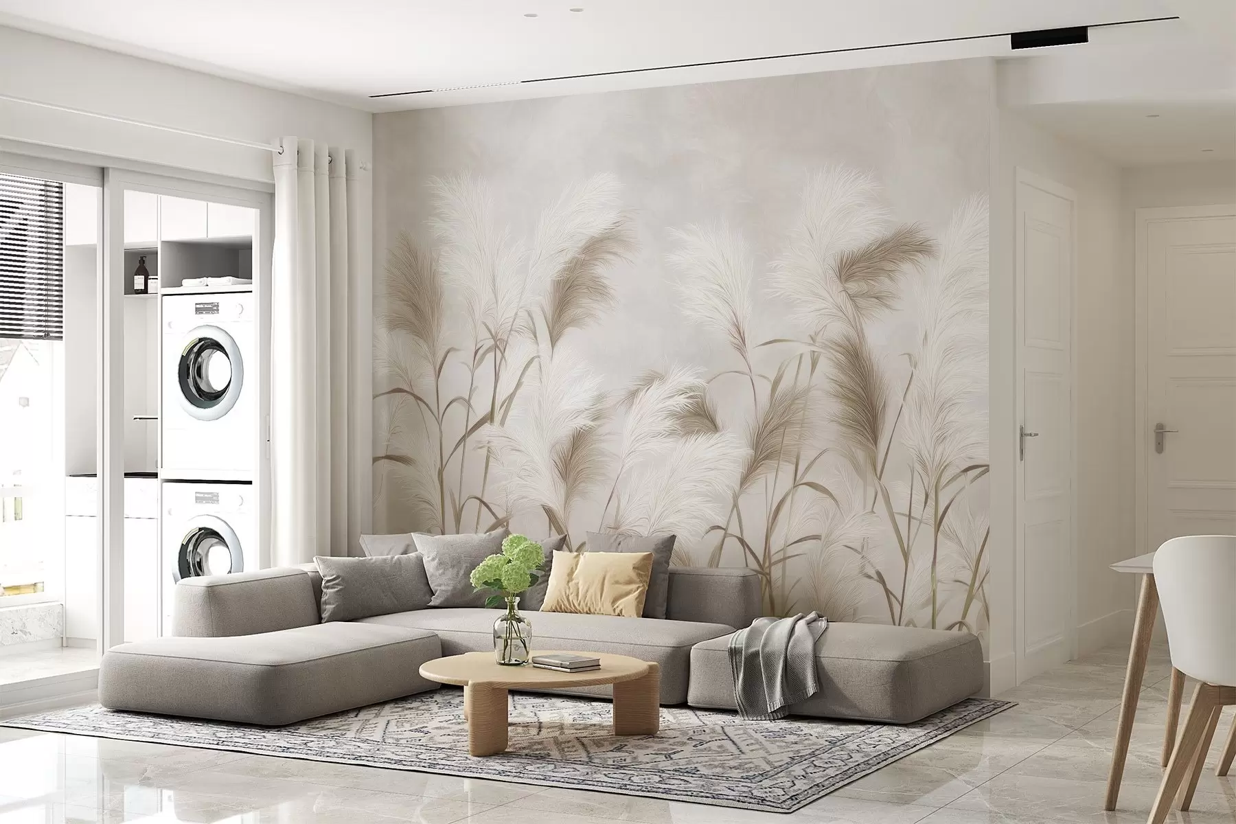 wall murals Елегантна пампас трава цвета у сивим и смеђим тоновима w09150