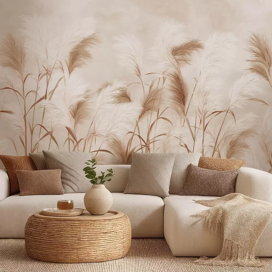 wall murals Елегантна пампас трава цвета у меким беж и млечним тоновима w09150v1