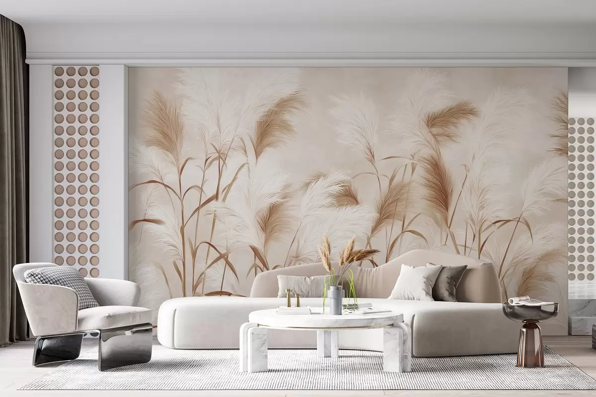 wall murals Елегантна пампас трава цвета у меким беж и млечним тоновима w09150v1