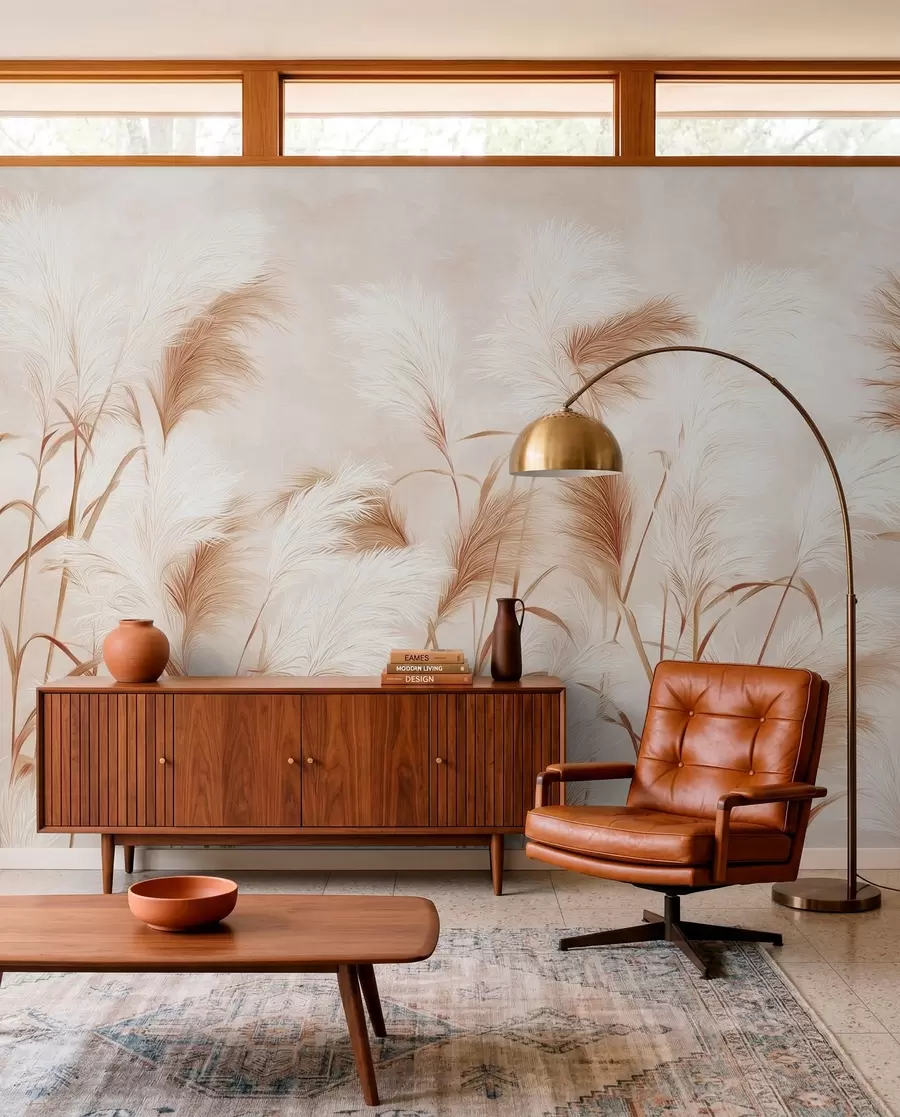 wall murals Елегантна пампас трава цвета у меким беж и млечним тоновима w09150v1