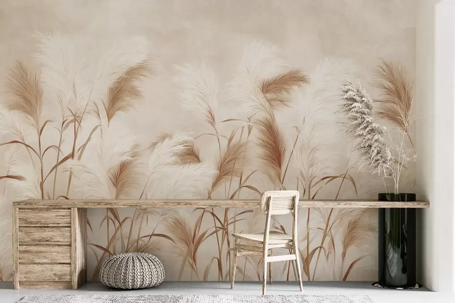 wall murals Елегантна пампас трава цвета у меким беж и млечним тоновима w09150v1