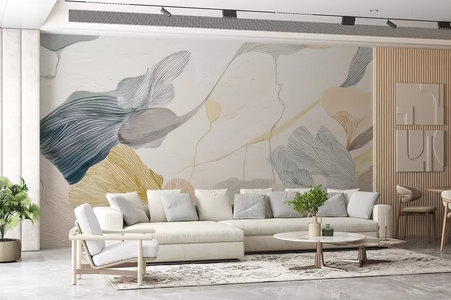 wall murals Апстрактни графички листови у топлим и хладним пастелним тоновима w09222v1