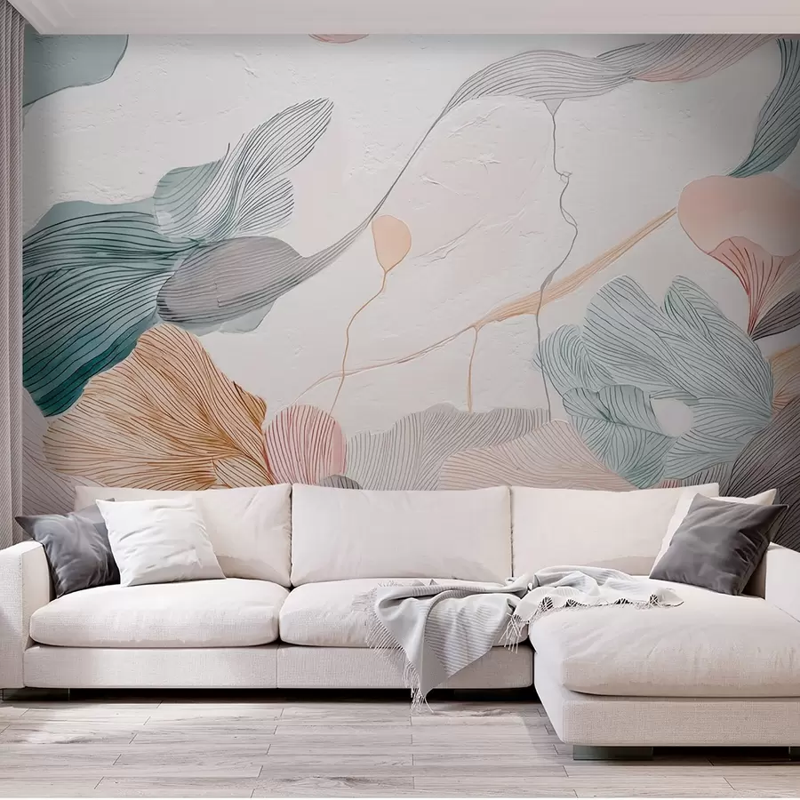 wall murals Апстрактни графички листови у топлим пастелним тоновима w09222