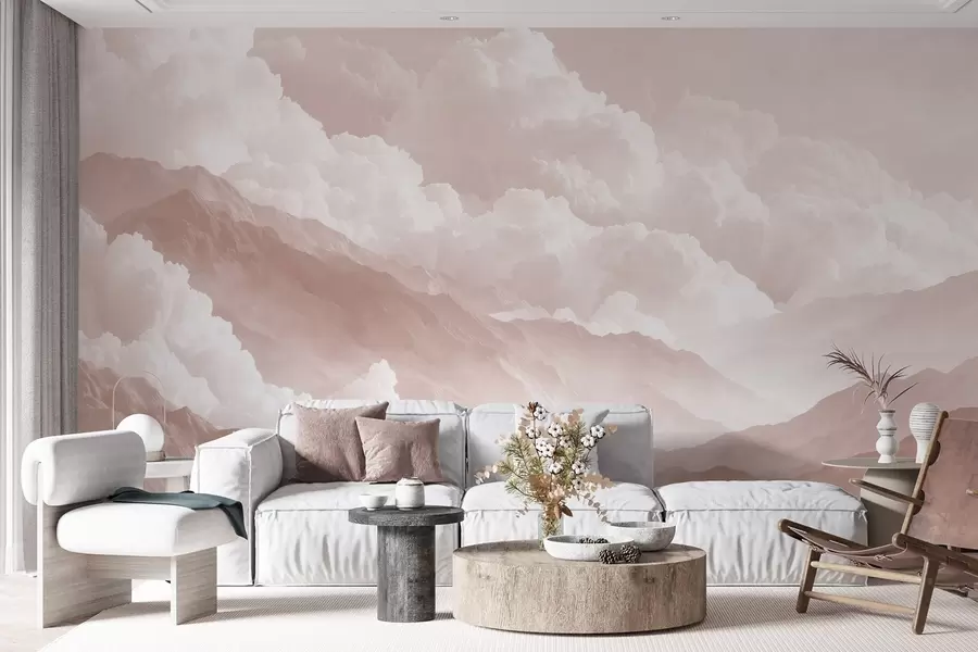 wall murals Меки планински пејзаж у светлим прашкастим тоновима w09226v1