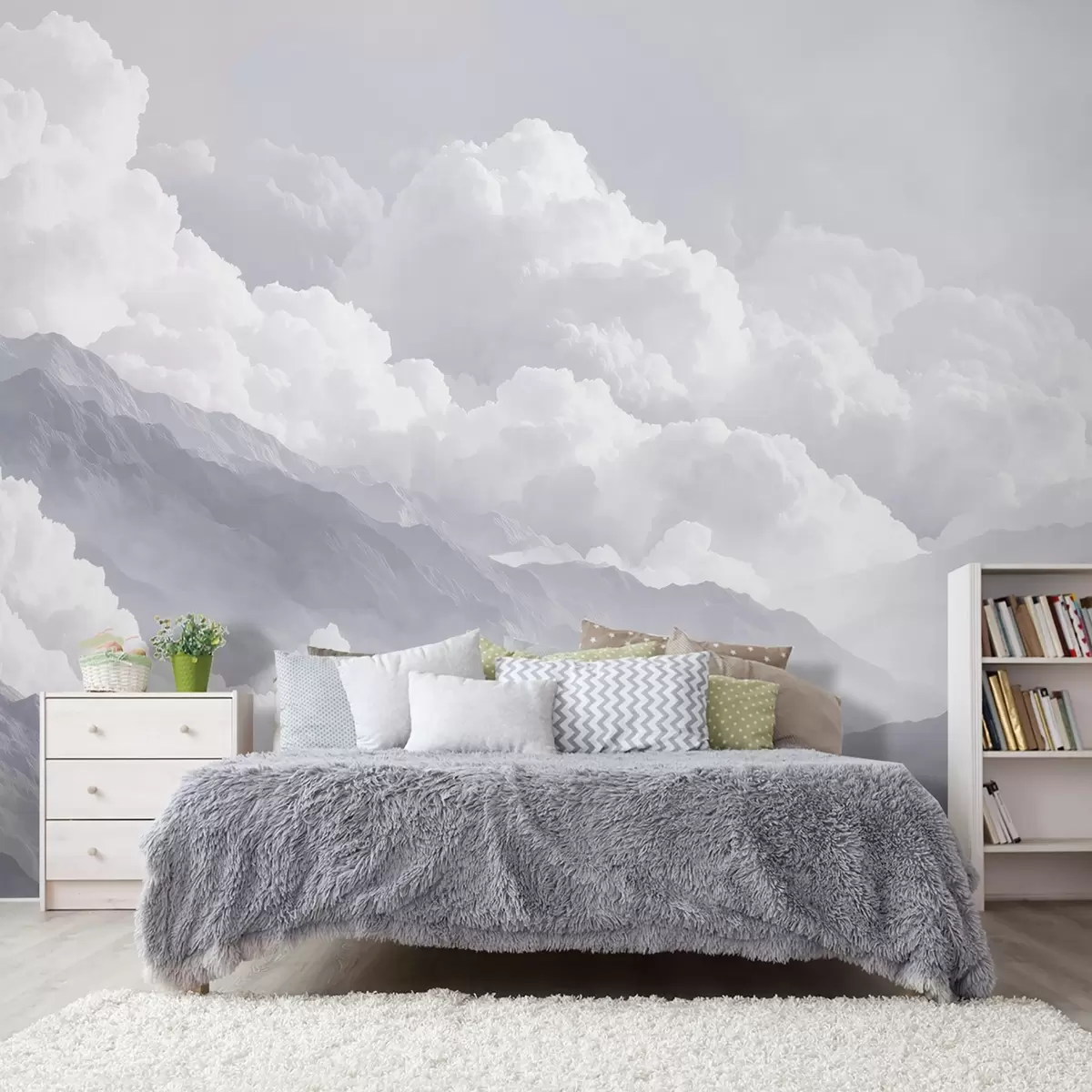 wall murals Меки облаци изнад планина у плавим тоновима w09226v2