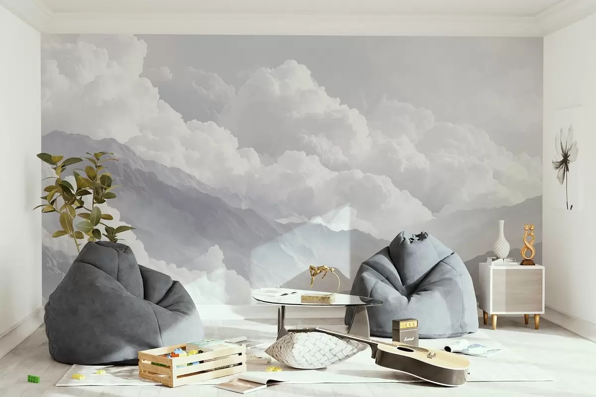 wall murals Меки облаци изнад планина у плавим тоновима w09226v2