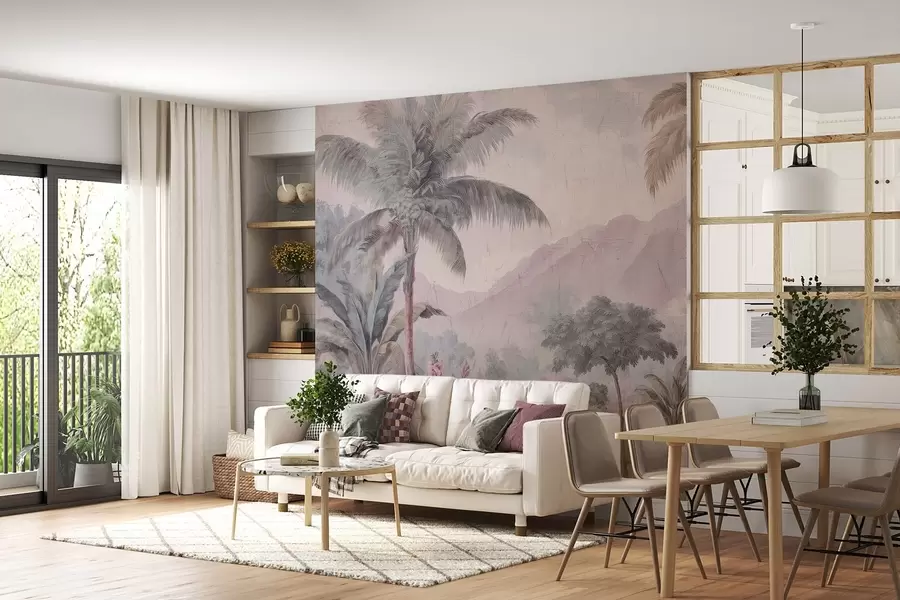 wall murals Тропска џунгла у ретро стилу w04139