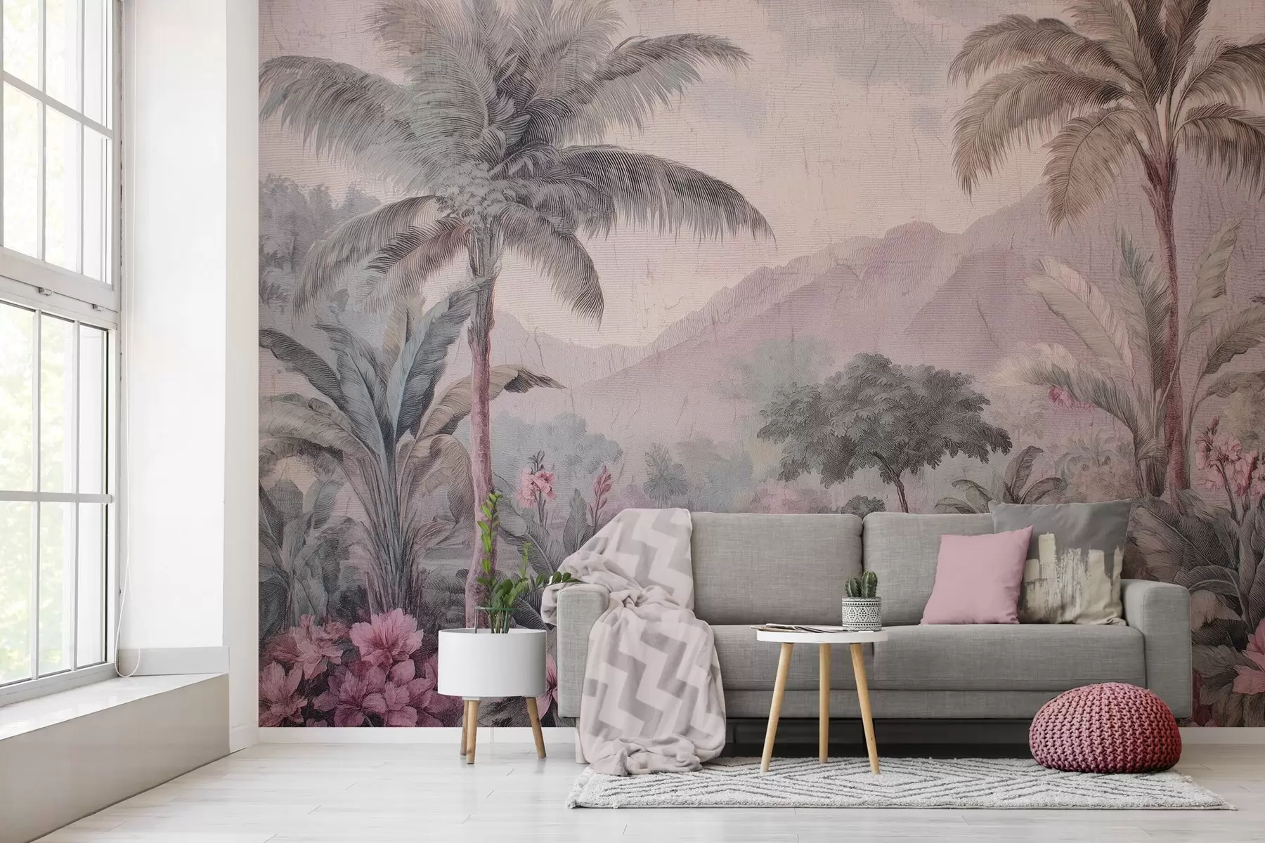 wall murals Тропска џунгла у ретро стилу w04139
