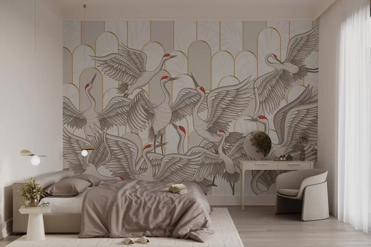 wall murals Птице и винтаге лукови w04193