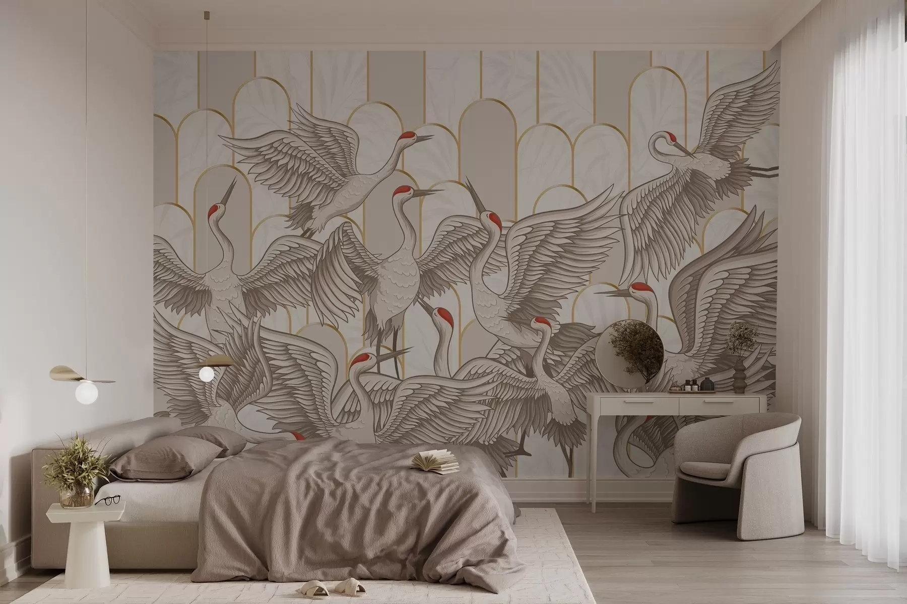 wall murals Птице и винтаге лукови w04193