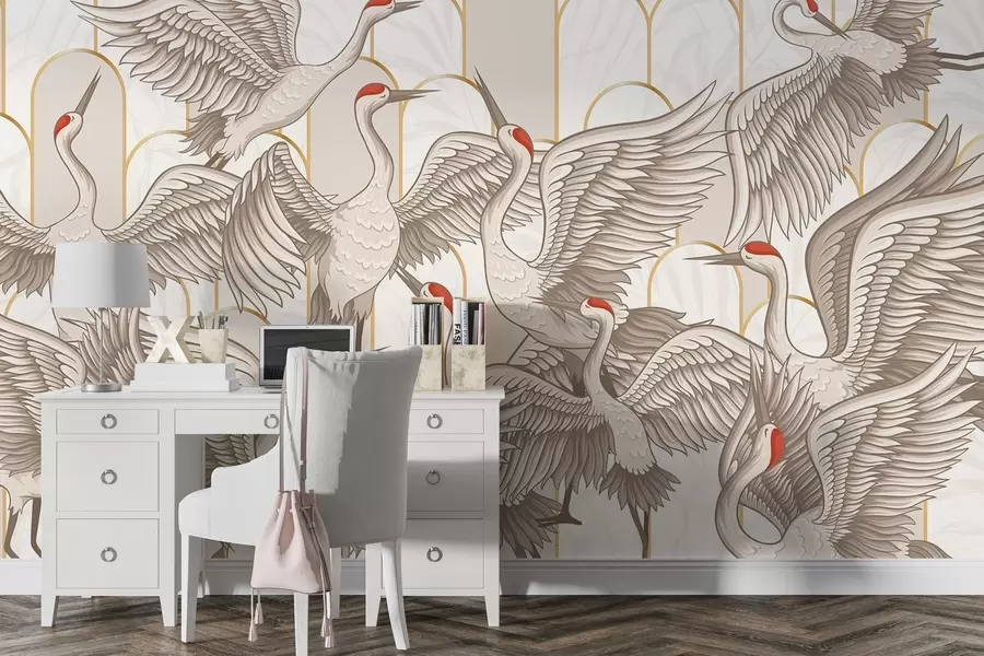 wall murals Птице и винтаге лукови w04193