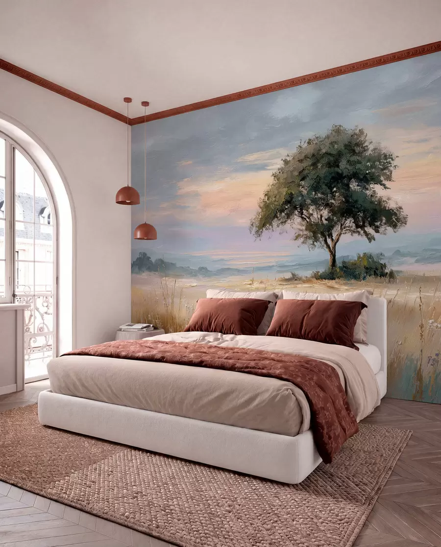wall murals дрво усред поља у стилу уљаног сликарства w04206