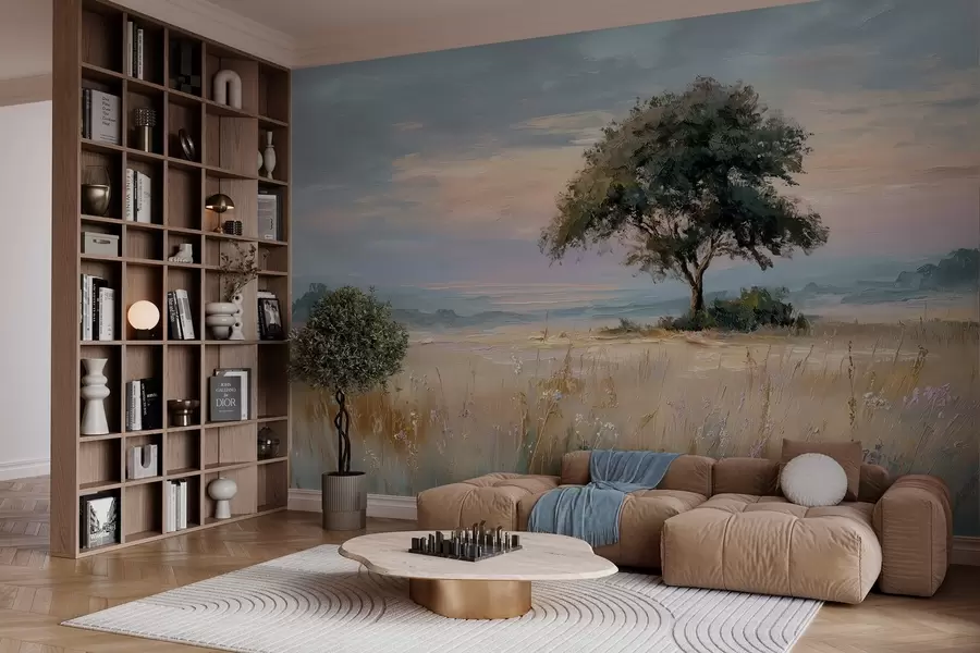 wall murals дрво усред поља у стилу уљаног сликарства w04206