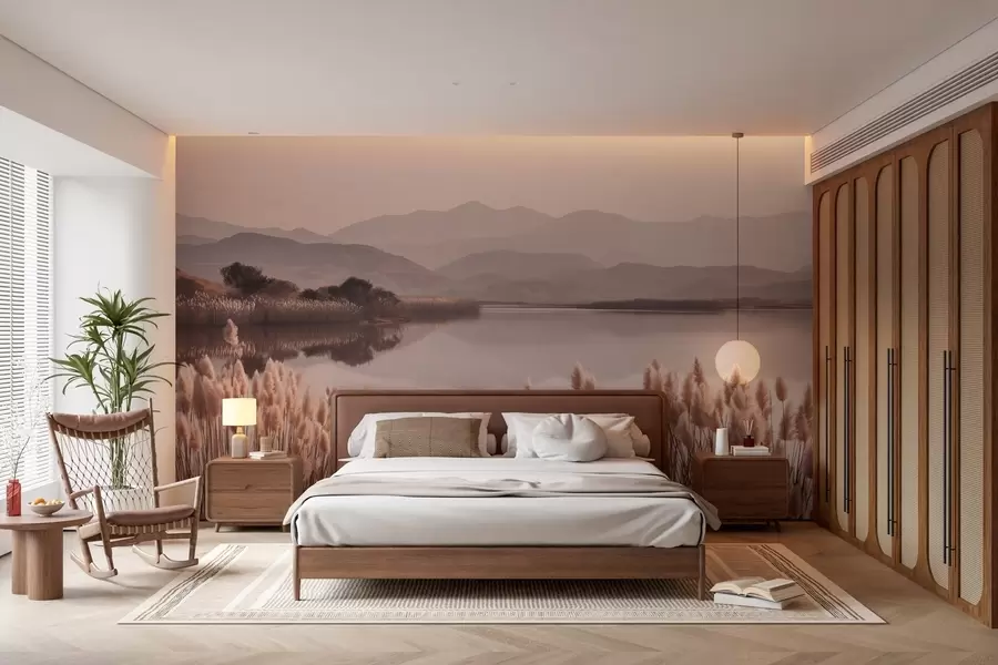 wall murals поглед на језеро са трском w04207