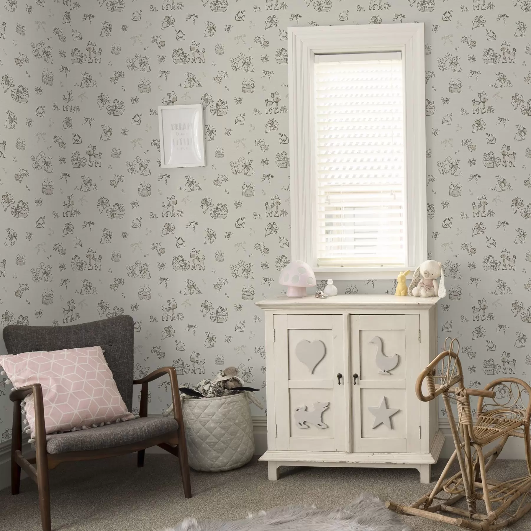 wall murals Слатка шумска сцена са јеленима, зечевима и пчелама a00215