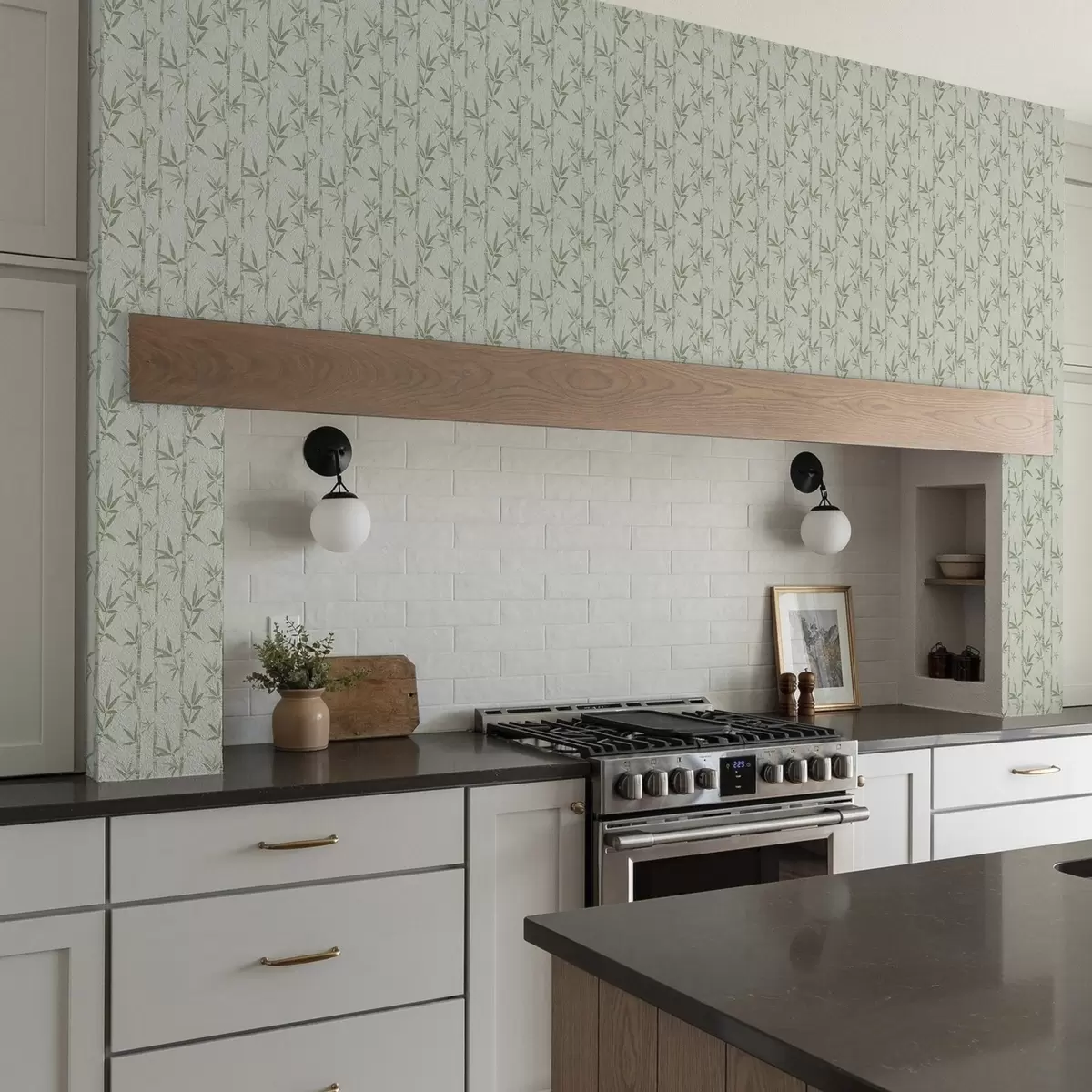 Позадина Светлозелени бамбус на мекој пастелној позадини a00236v1